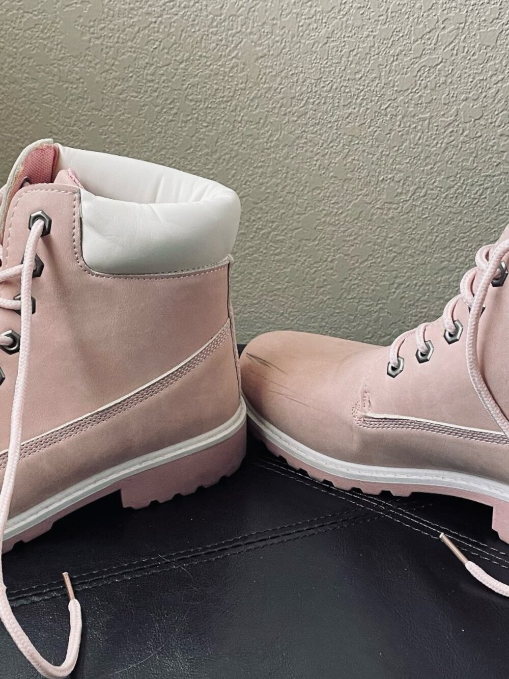 Pink hiking boots